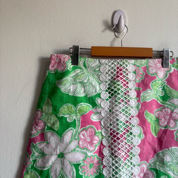 Lilly Pulitzer Sz 8 Original Cotton Tropical Pink Green Skirt - Picture 3 of 9